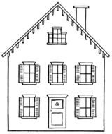 drawing of a house with white walls