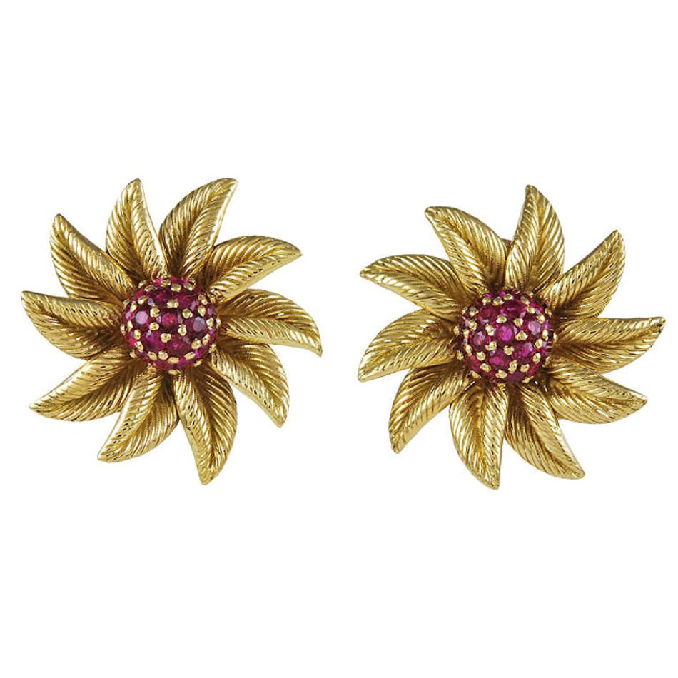 Ruby Flower Earrings Tiffany