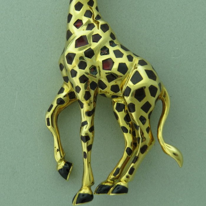 1980s Cartier Giraffe Enamel Clip Brooch Image 2