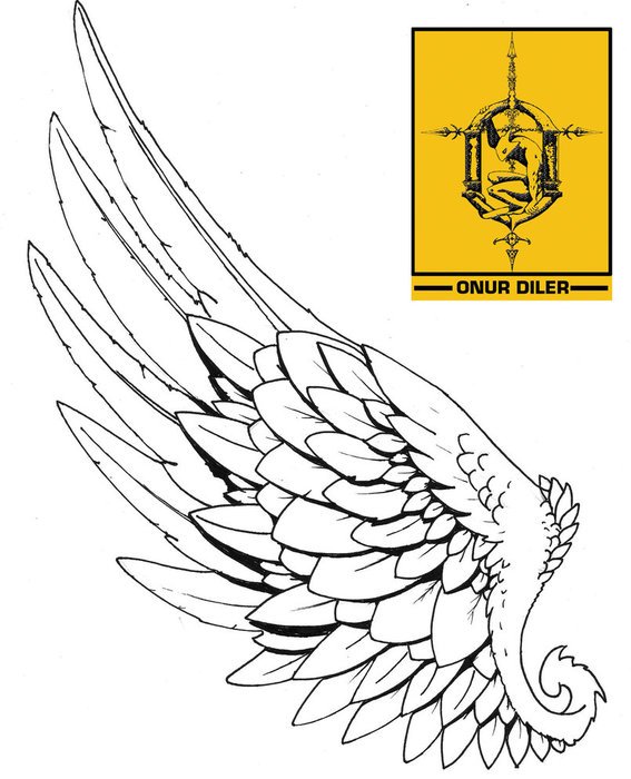 İllustration of Angel Wings Tattoo Designs
