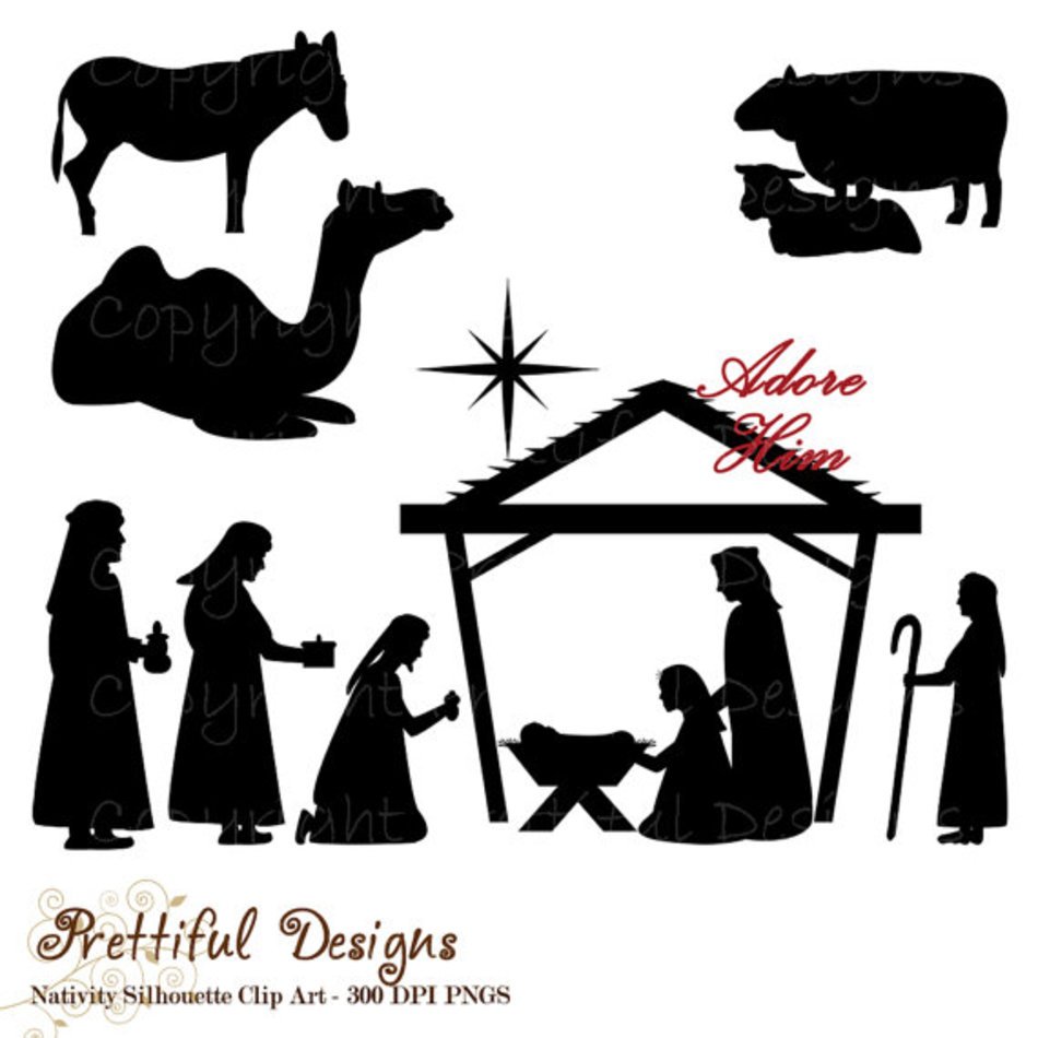 Christmas Nativity Scene Silhouette Clip Art Free Image Download