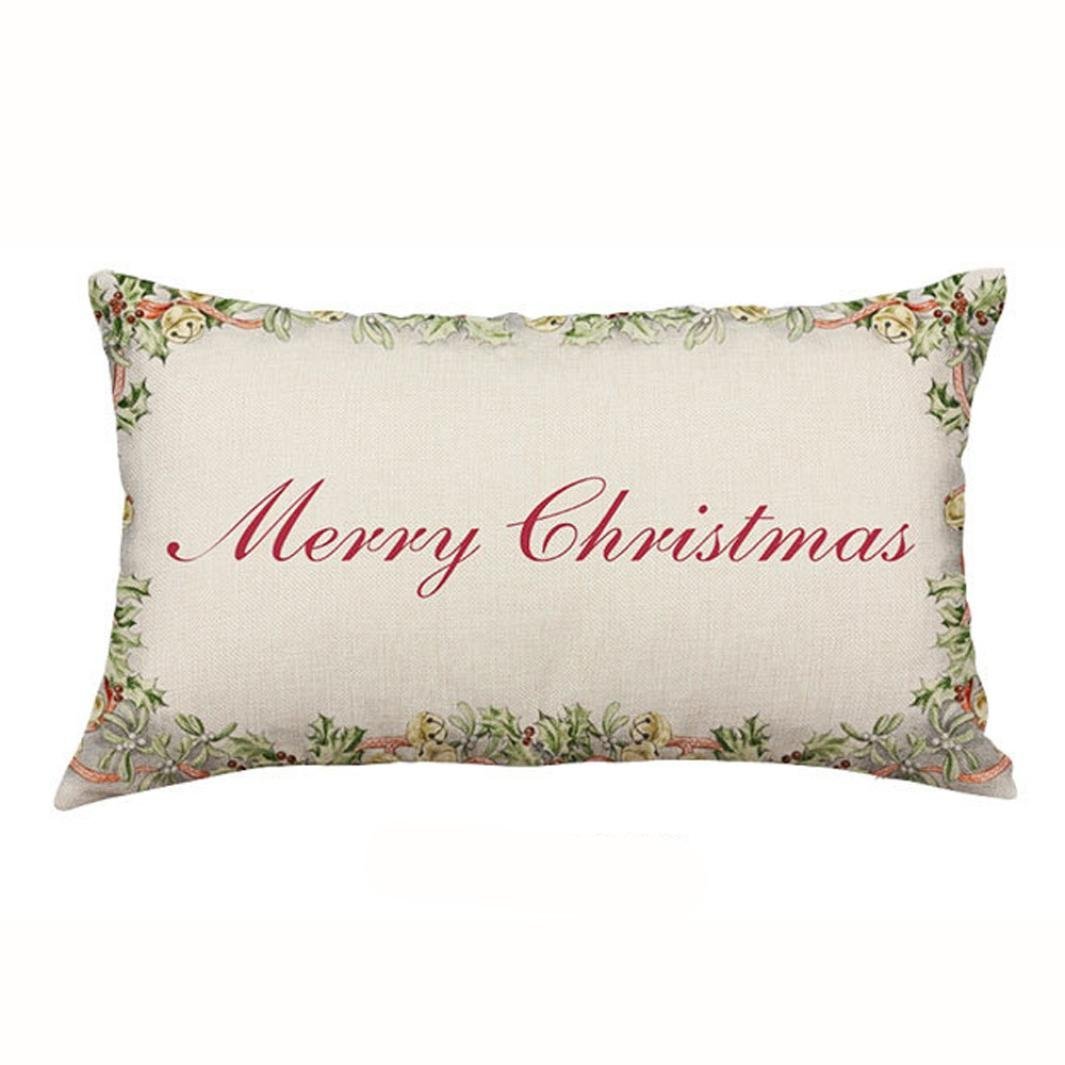 Christmas Pillow Case,Beautyvan Christmas Rectangle Cotton Linter