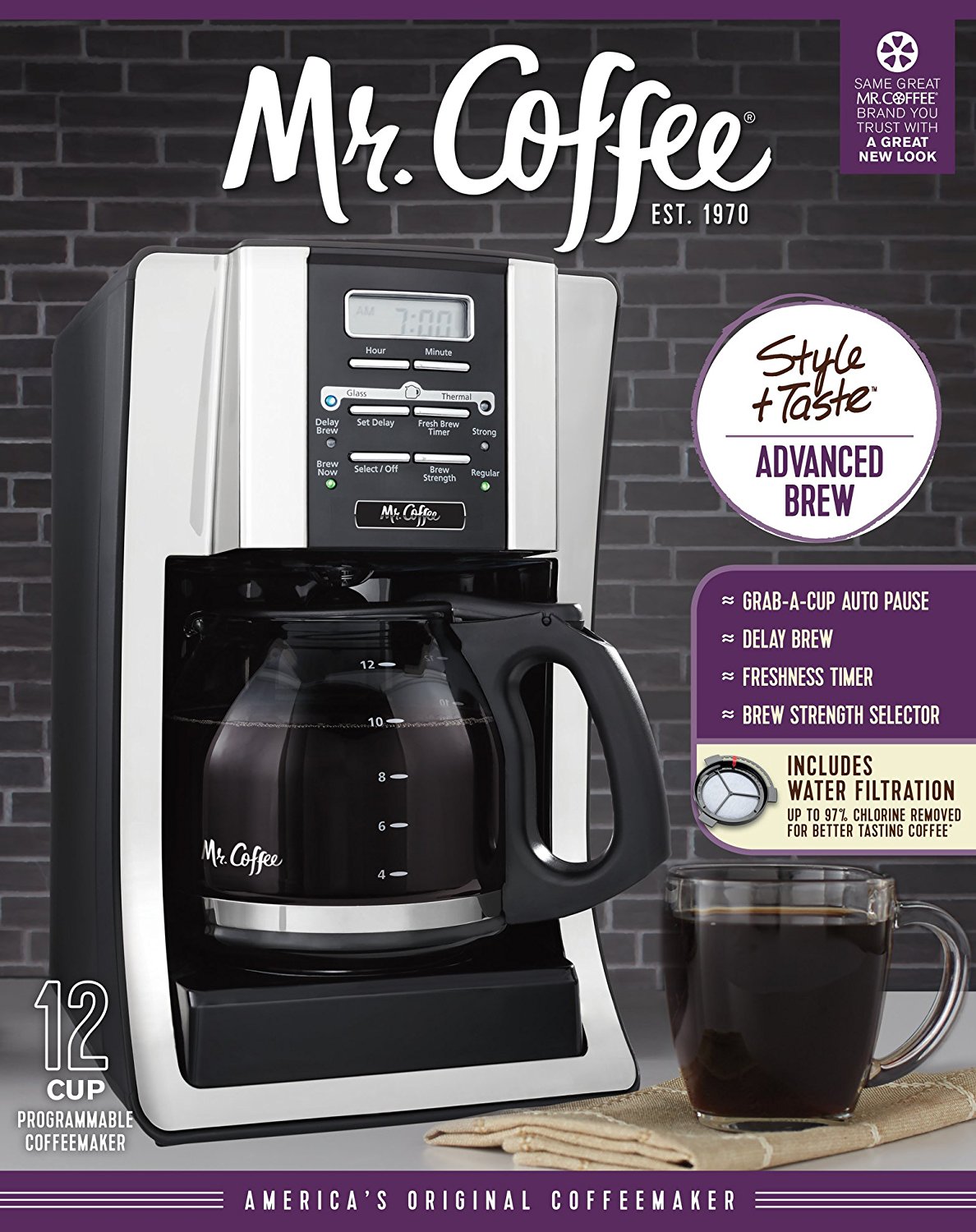 Mr. Coffee BVMC-SJX33GT-AM 12-Cup Programmable Coffee Maker With ...