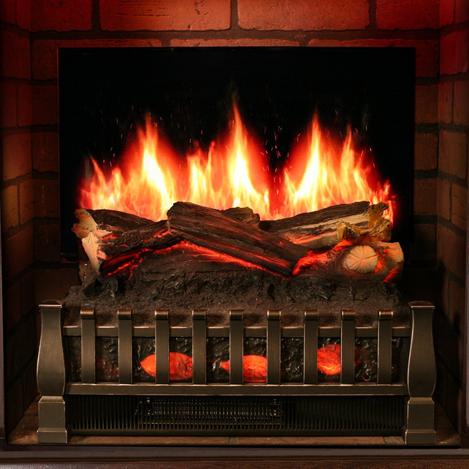 MagikFlame Electric Fireplace w/ Realistic Flame Effects + Crackling ...