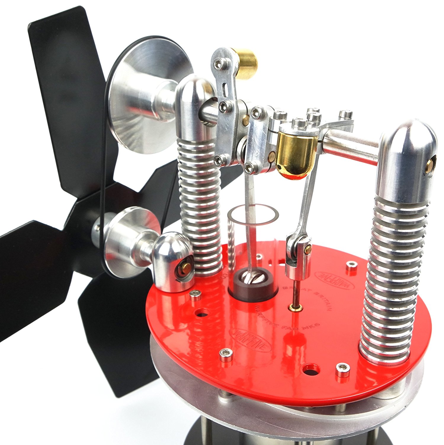 Heat Powered Small Stove Top Fan for wood multifuel coal WARPFIVE SIDEWINDER Eco Stirling