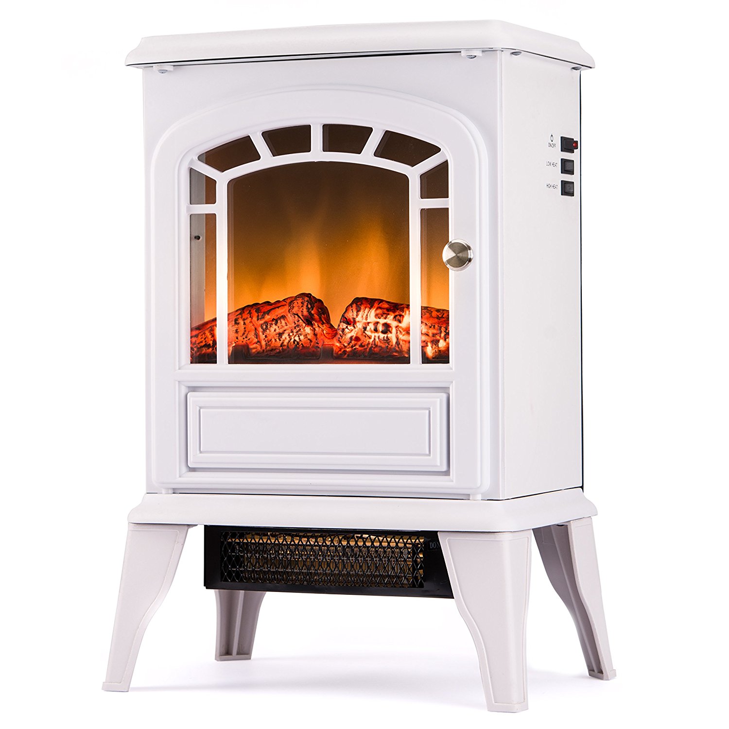 Aspen Free Standing Electric Fireplace Stove - 23 Inch White Portable ...