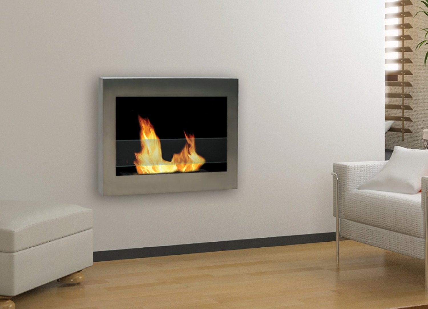Fireplace wall mounted stainless steel symphony dimplex