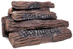Large Gas Fireplace Logs | 10 Piece Set of Ceramic Wood Logs. All Types of Indoor, Gas Inserts, Ventless &amp; Vent... N6
