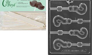 Cybrtrayd 45St25-L051 Question Mark Lolly Letters and Numbers Chocolate Candy Mold with 25-Pack 4.5-Inch Lollipop...