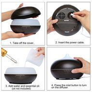 300ml Aroma Essential Oil Diffuser Humidifier, Wood Grain Ultrasonic Cool Mist Humidifier for Office Home Bedroom... N5