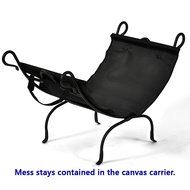 Wrought Iron Log Rack with Black Canvas Firewood Carrier | Perfect For The Hearth or Next to Your Wood Stove