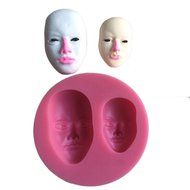 FLYMOR 3D Silicone Human Face Shape Chocolate Fondant Mold Cake Decoration,Pink