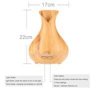 TOMSHINE 400ml Cool Mist Air Humidifier Ultrasonic Aroma Essential Oil Diffuser Wood-Grain 7 Color Changing Light... N8