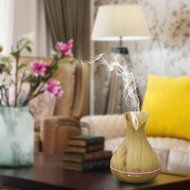 TOMSHINE 400ml Cool Mist Air Humidifier Ultrasonic Aroma Essential Oil Diffuser Wood-Grain 7 Color Changing Light... N9