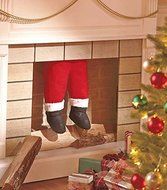 Santa Legs Hanging Coming Down the Chimney