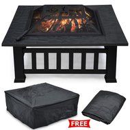 Yaheetech 32-Inch Patio Garden Light Fire Pit with Cover, Black N4