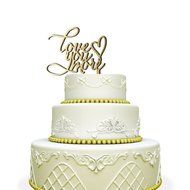 Love You More Wedding Cake Topper with Heart Black