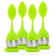 Tea Infuser, MaxMall 4-Pack Silicone Tea Infuser Handle Stainless Steel Strainer&nbsp;filter Infuser&nbsp;with Drip Tray... N2