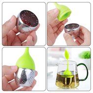 Tea Infuser, MaxMall 4-Pack Silicone Tea Infuser Handle Stainless Steel Strainer&nbsp;filter Infuser&nbsp;with Drip Tray... N3