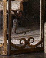 Classic Scroll Antique Gold Iron Fireplace Screen N4