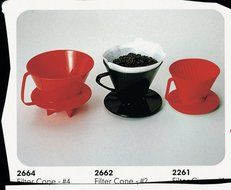 HIC Coffee Filter Cone, Red, Number 2-Size Filter, Brews 2 to 6-Cups N2