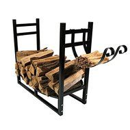 Sunnydaze Firewood Log Rack with Removeble Kindling Holder, 33 Inch Wide x 30 Inch Tall N2