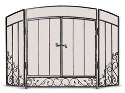 Pilgrim Home and Hearth 19327 Napa Forge Renaissance Folding Screen with Doors, Black finish