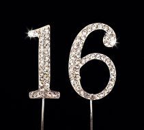 Sweet 16 Birthday Number Cake Topper with Sparkling Rhinestone Crystals - 1.75