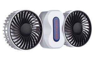 Bluestar Couples Mini Fan Dual Head Portable USB Rechargeable Personal Fan Quiet Operation Desktop Fan with LED... N8