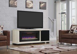 ClassicFlame 47IMM4931-T406 Brickell TV Stand for TVs up to 80&quot;, Antique White (Electric Fireplace sold separately) N3