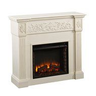 Calvert Carved Electric Fireplace - Ivory N8