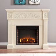Calvert Carved Electric Fireplace - Ivory N9