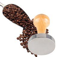 Premium Stainless Steel Ground Coffee Tamper with Rosewood Handle, 58mm base