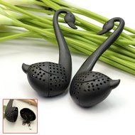 2Pcs Cute Plastic Colander Swan Design Tea Herb Strainer Teaspoon Infuser Filter (Color Black or White Send at... N2