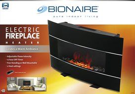 Bionaire Electric Fireplace Heater with Adjustable Flame Intensity N4