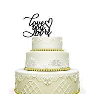 Love You More Wedding Cake Topper with Heart Black N2