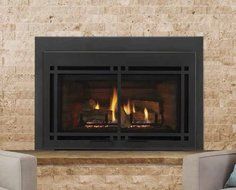 35" Direct Vent Large Gas Insert with Black Door and Small Surround