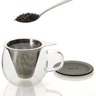 FORLIFE Lucidity Glass Brew-in-Cup with Stainless Infuser and Lid, 12-Ounce/355ml, Teal