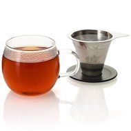 FORLIFE Lucidity Glass Brew-in-Cup with Stainless Infuser and Lid, 12-Ounce/355ml, Teal N2
