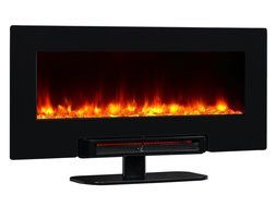 PuraFlame Provo 36- Inch Remote Control Portable &amp; Wall Mounted Flat Panel Fireplace Heater, 1350W, Black N6