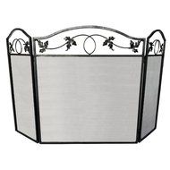 Amagabeli 3-panel Wrought Iron Fireplace Screen Heavy Duty Folding Fire Screen Leaf Design Pewter Finish 30-inch... N2