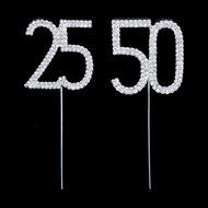 1 X 25th Anniversary Birthday Cake Topper w/Rhinestone Party Decoration