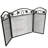 Amagabeli 3-panel Wrought Iron Fireplace Screen Heavy Duty Folding Fire Screen Leaf Design Pewter Finish 30-inch... N3