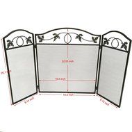 Amagabeli 3-panel Wrought Iron Fireplace Screen Heavy Duty Folding Fire Screen Leaf Design Pewter Finish 30-inch... N4