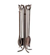 Hand-Forged Fireplace Tool Set, in Bronze