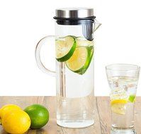 Perlli Fruit Infusion Glass Pitcher - Quality Borosilicate Glass - Stainless Steel Lid - Includes Fruit Infuser...