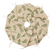 10 x Linen Jute Cloth Sack Jewelry Pouch Drawstring Gift Bags (Leaf Pattern) N2