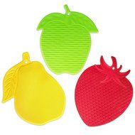 TKH Silicone Teapot Trivets Hot Pads, Set of 3, Red, Green &amp; Yellow