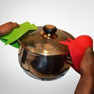 TKH Silicone Teapot Trivets Hot Pads, Set of 3, Red, Green &amp; Yellow N2