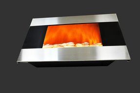 36 inch Wall Mount Stainless Panel Electric Fireplace Space Heater With Pebbles AX510DP N4